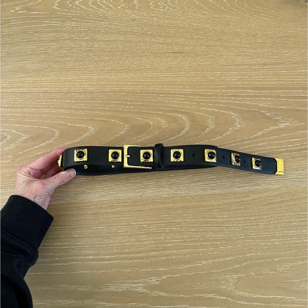 Aureum No 2 Studded Leather Belt Size XXS Black Gold
